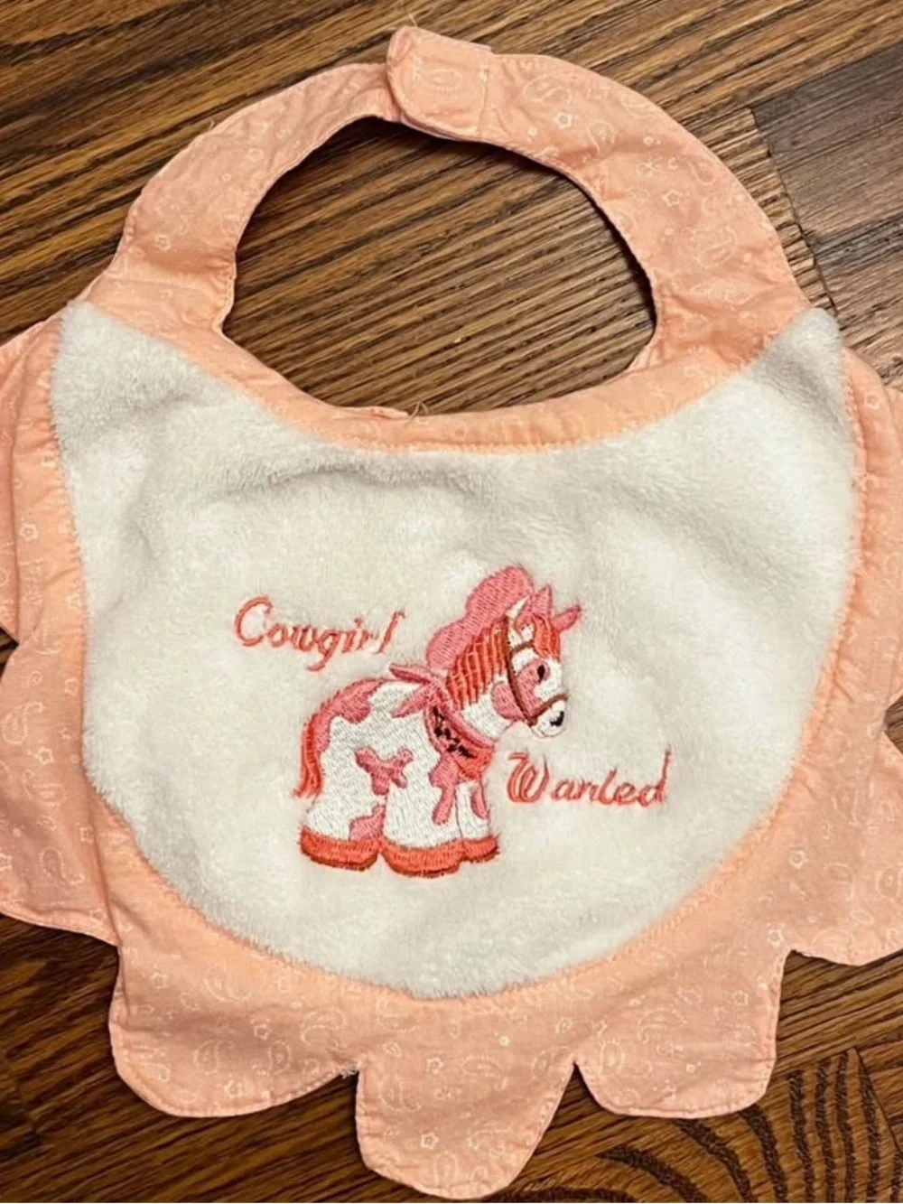 Pink Cowgirl Embroidered Baby Bib - Kids Accessories